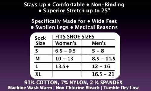 Extra Wide Comfort ANKLET Sock 16.5-21 (OVERSIZED) 